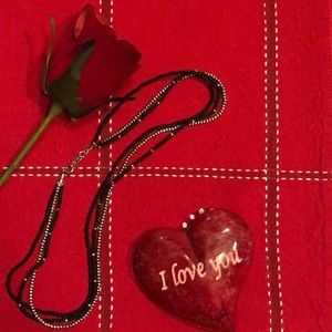 Stretch Silver and Black Bead Necklace. 16”